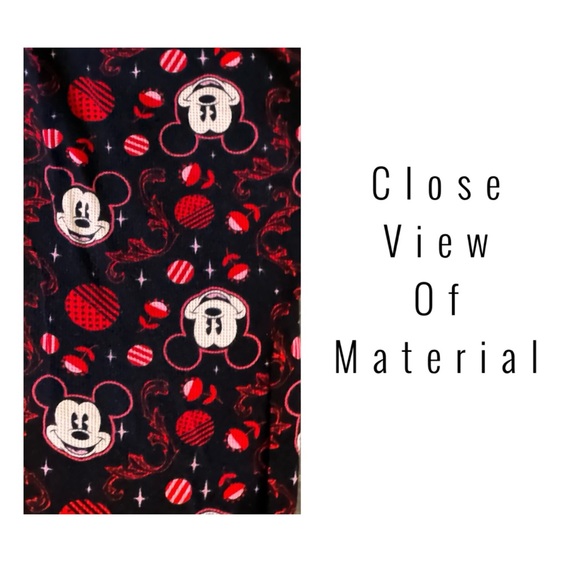 Disney Mickey Mouse Christmas Pajama Pants–Large Black & Red Holiday Lounge Wear - Picture 2 of 7